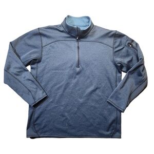 Cabela's Mens Blue Long Sleeve Quarter-zip Polyester Shirt Size Medium